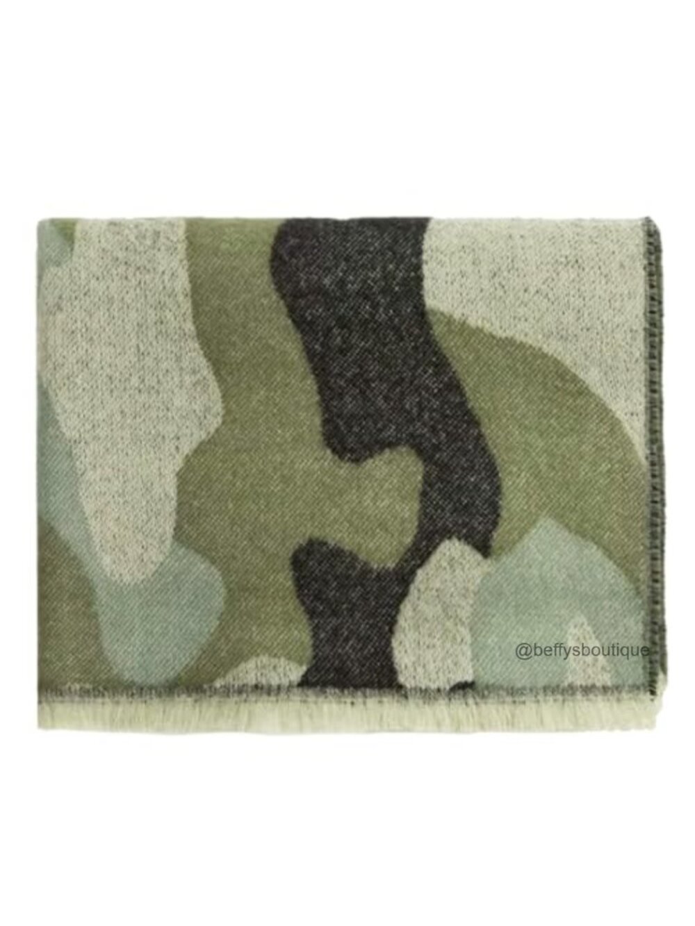 Oversize Heavyweight Wool-Feel Camo Poncho Cape Travel Blanket Shawl Scarf